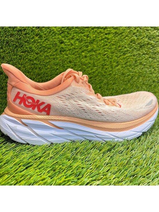 Hoka Shoes - Hoka One One Clifton 8 Womens Size 8.5 Orange Athletic Running Shoes Sneakers
